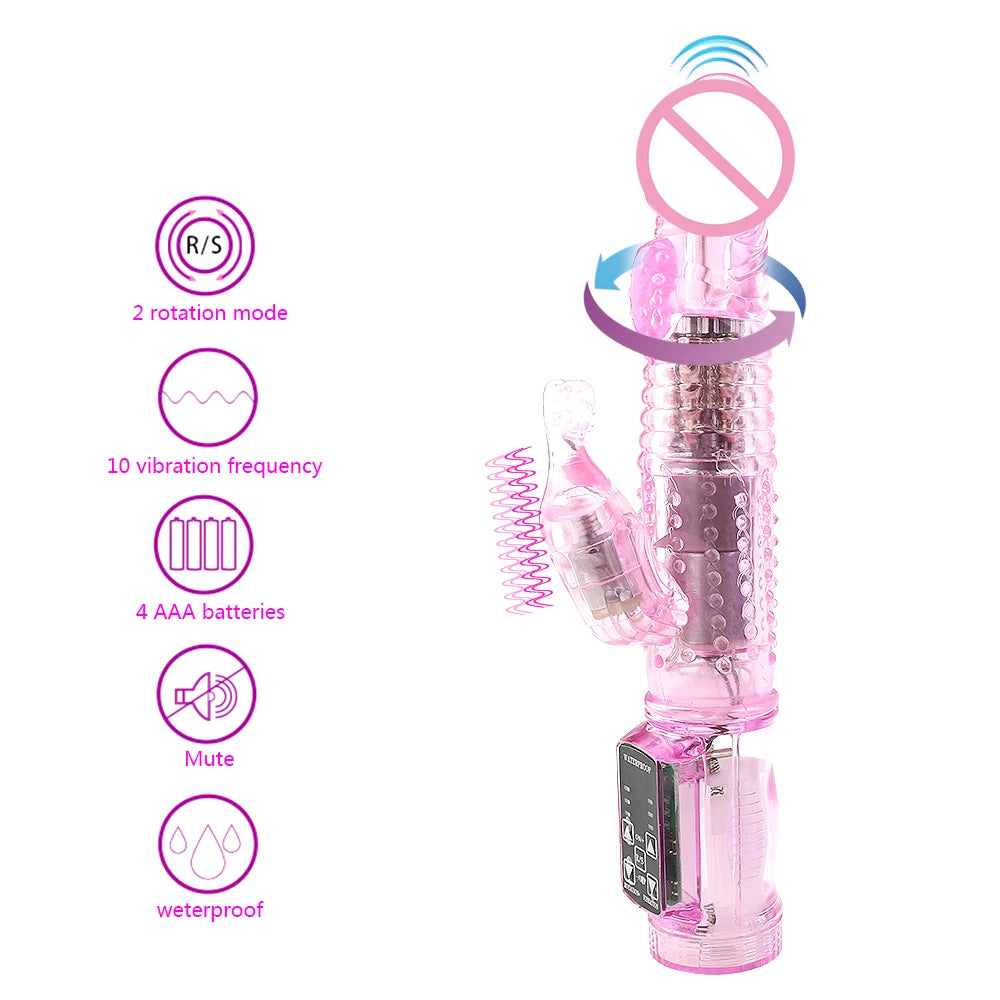 Massageador Feminino Recarregável Duplo com Rotação 360°