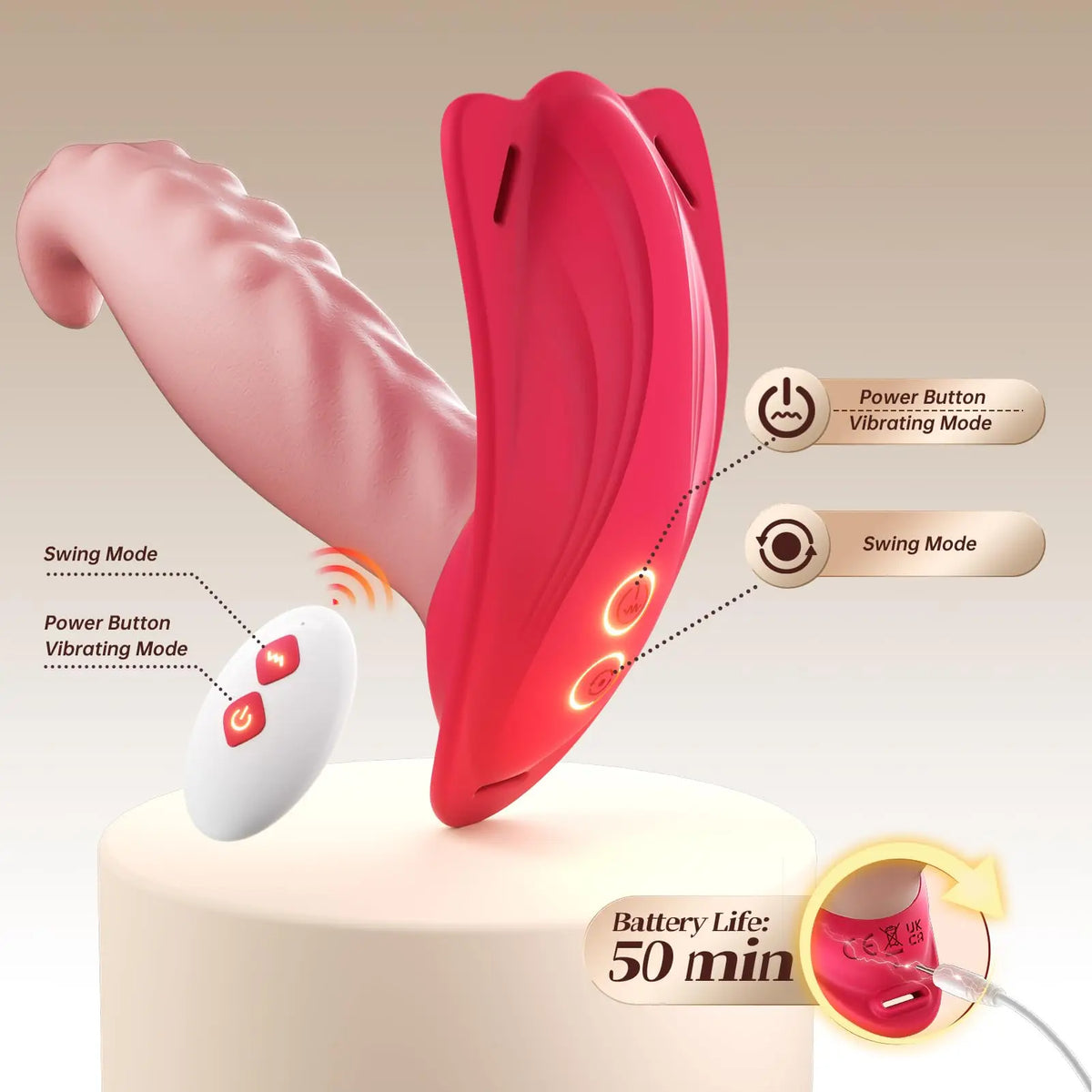 Massageador Feminino com Controle Remoto e Vibração Silenciosa