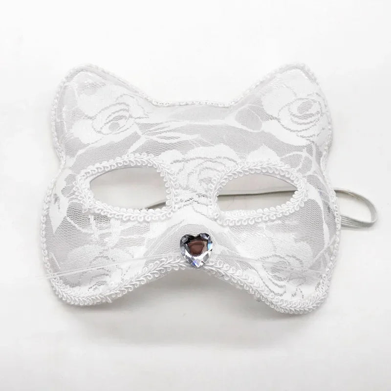 Máscara Feminina de Renda Gatinha/Raposa
