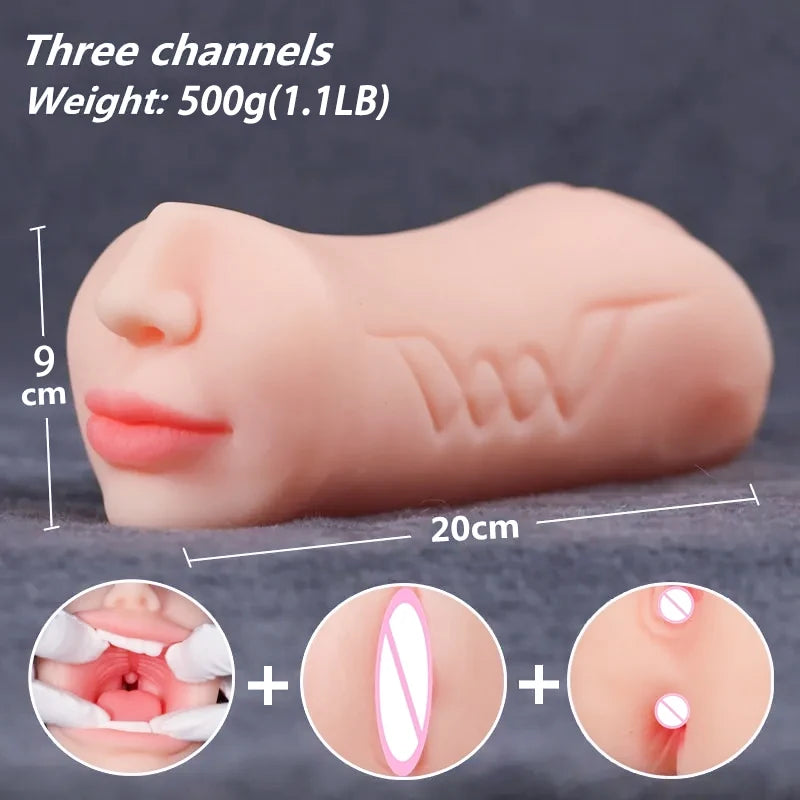 Massageador Masculino 3 em 1 em Silicone com Design Anatômico e Textura Interna