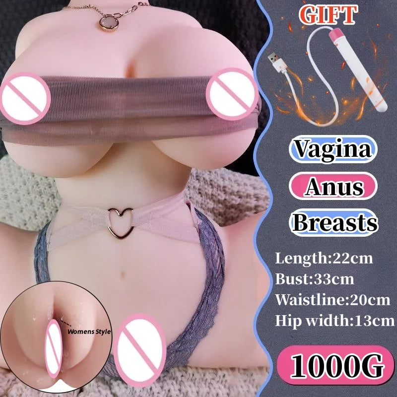 Massageador Masculino Anatômico Realista – Modelo Half Body com Estrutura Premium e Design Ergonômico