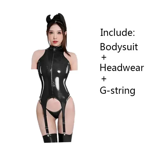Body Sensual em Material Sintético com Recortes – Design Moderno
