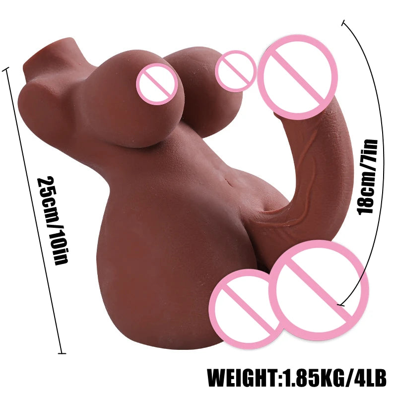 Boneco Anatômico Realista 3 em 1 para Massagem Íntima – Modelo Unissex com Estrutura Premium