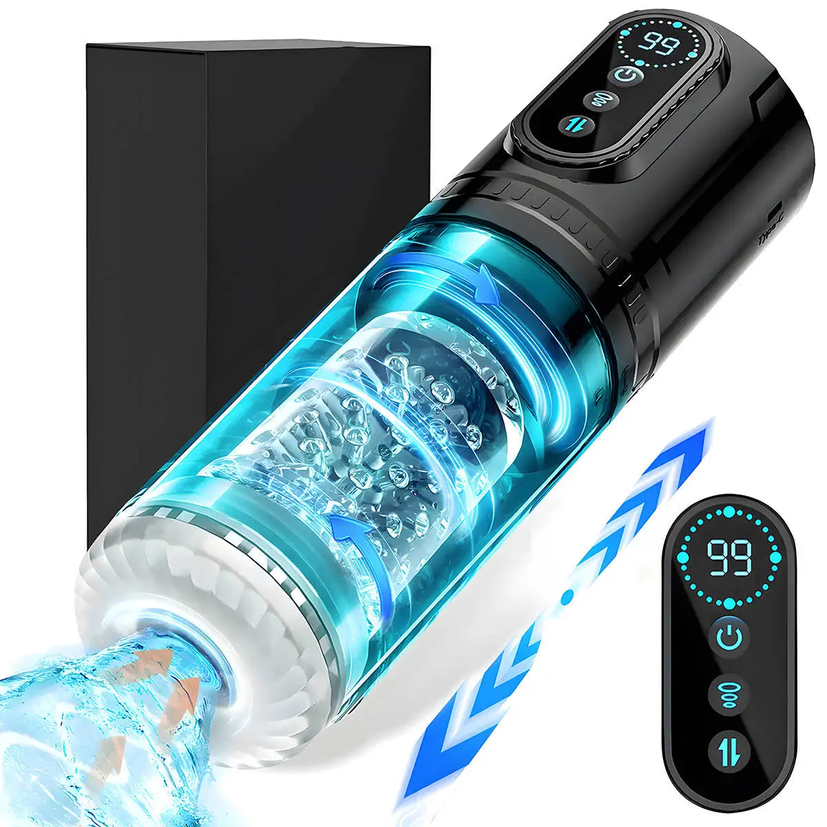 Massageador Masculino Automático Recarregável com Movimento, Vibração e Sucção Ajustáveis