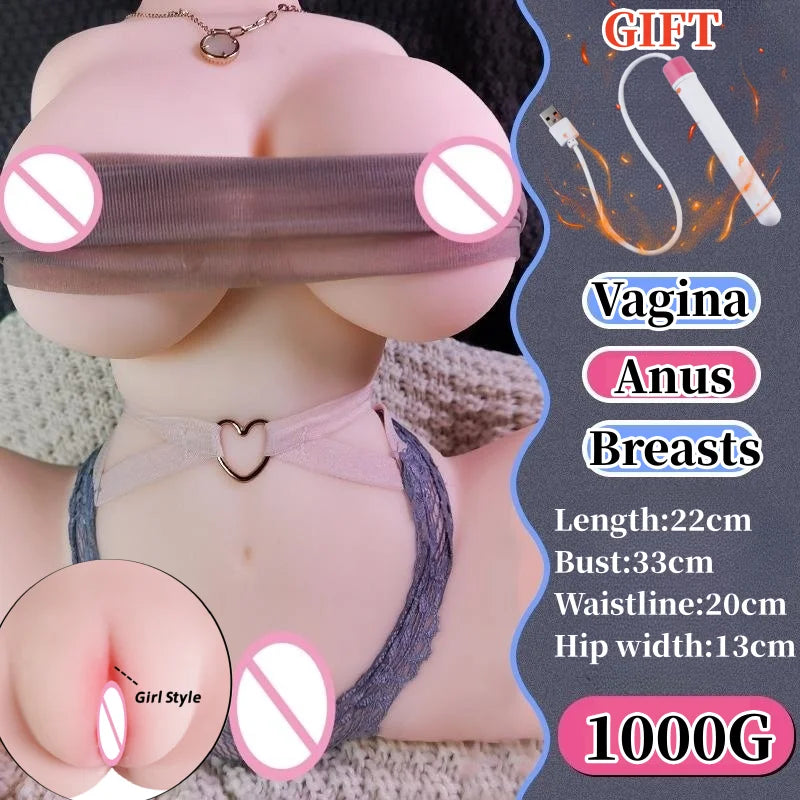 Massageador Masculino Anatômico Realista – Modelo Half Body com Estrutura Premium e Design Ergonômico