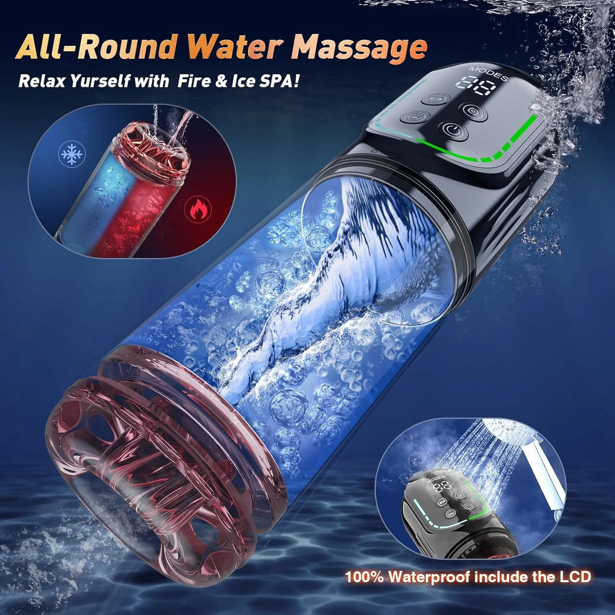 Massageador Masculino Automático Recarregável com Movimento, Vibração e Sucção Ajustáveis