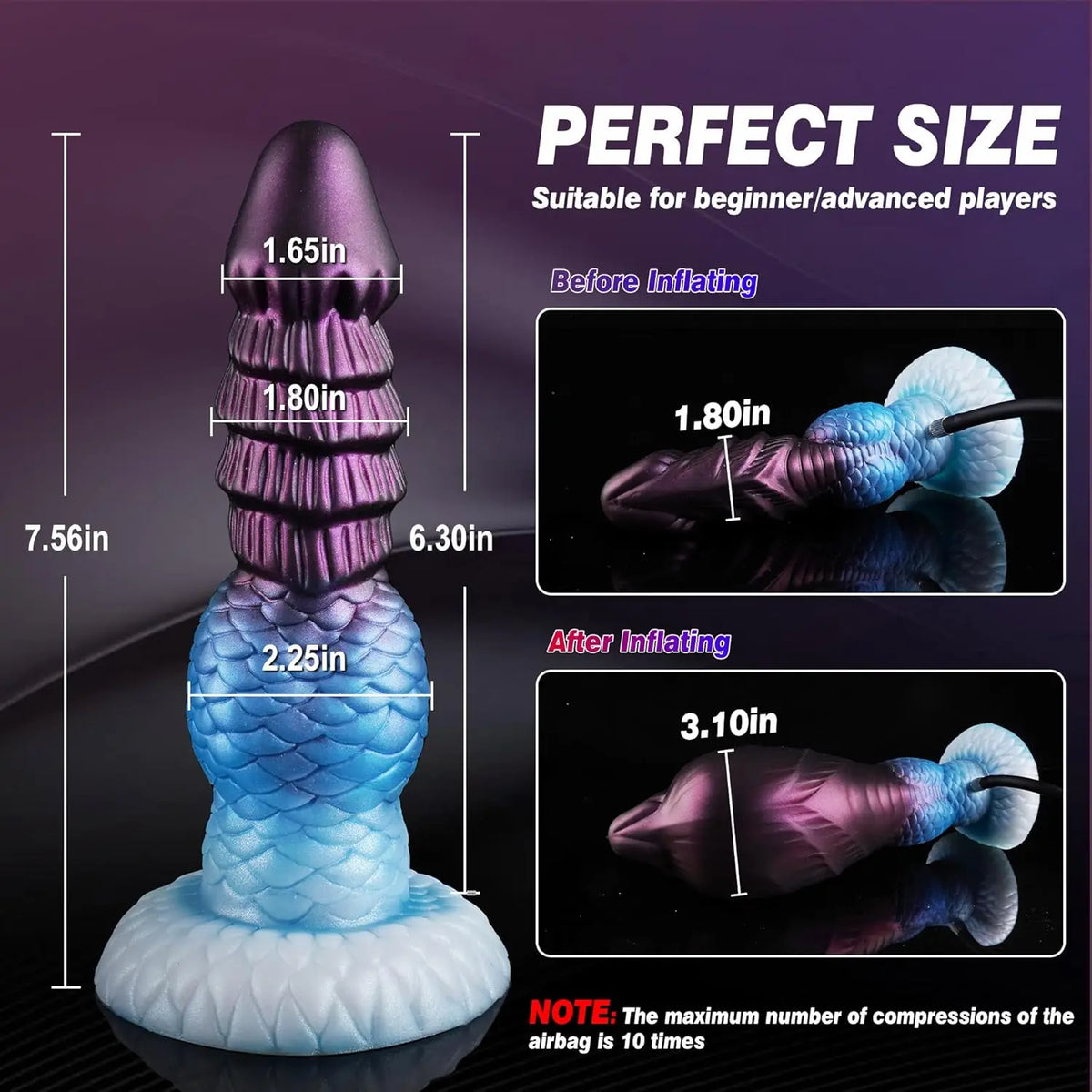 Massageador Anatômico Inflável com Ventosa – Design Fantasy