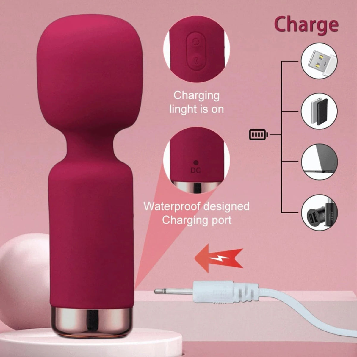 Mini Massageador Feminino Recarregável para Estimulação Externa e Interna com Vibração