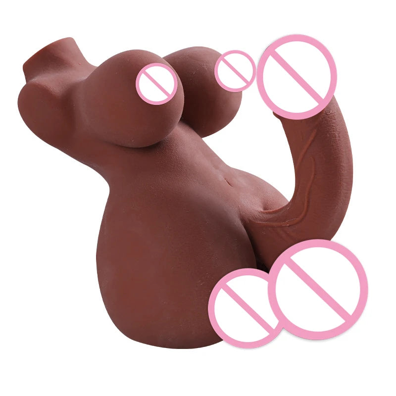 Boneco Anatômico Realista 3 em 1 para Massagem Íntima – Modelo Unissex com Estrutura Premium