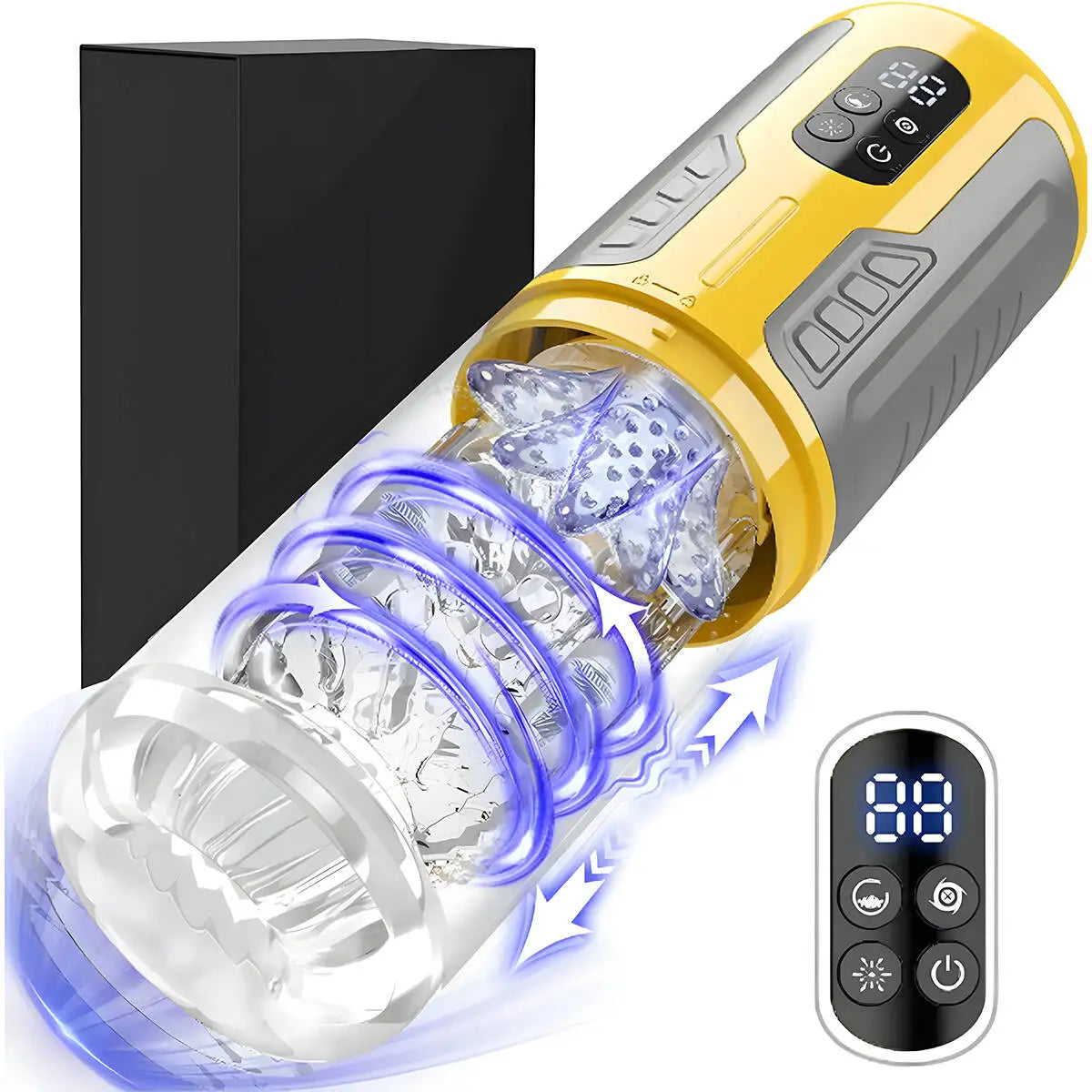 Massageador Masculino Automático Recarregável com Movimento, Vibração e Sucção Ajustáveis