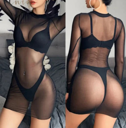Babydoll Feminino Plus Size em Renda com Transparência