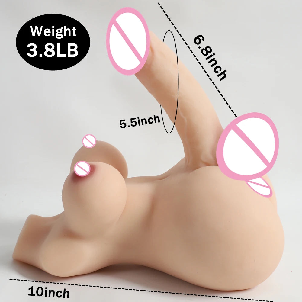 Boneco Anatômico Realista 3 em 1 para Massagem Íntima – Modelo Unissex com Estrutura Premium