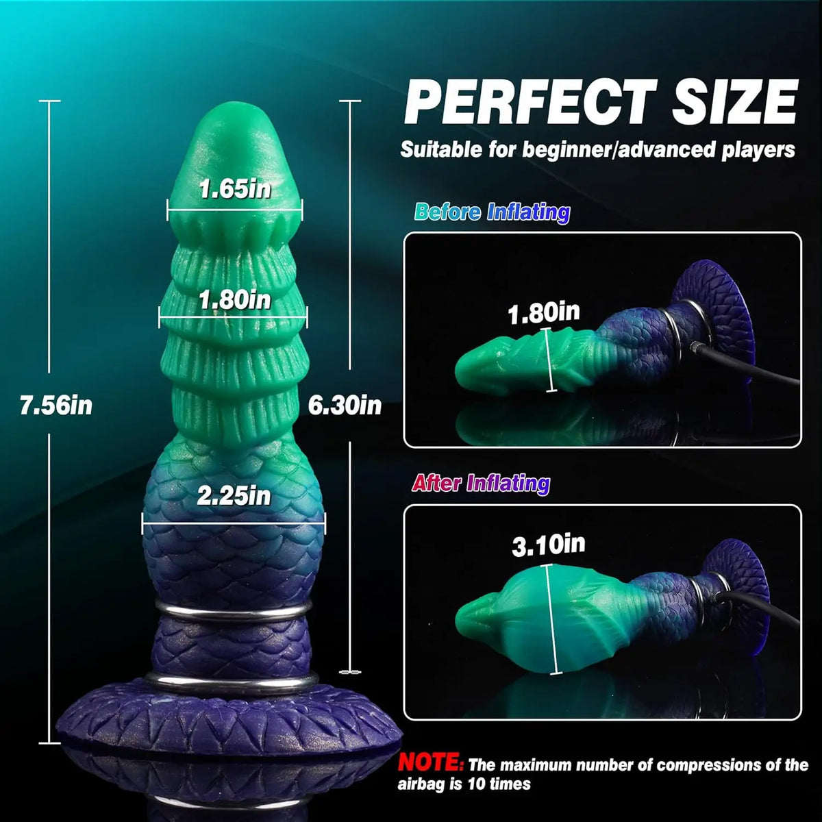 Massageador Anatômico Inflável com Ventosa – Design Fantasy