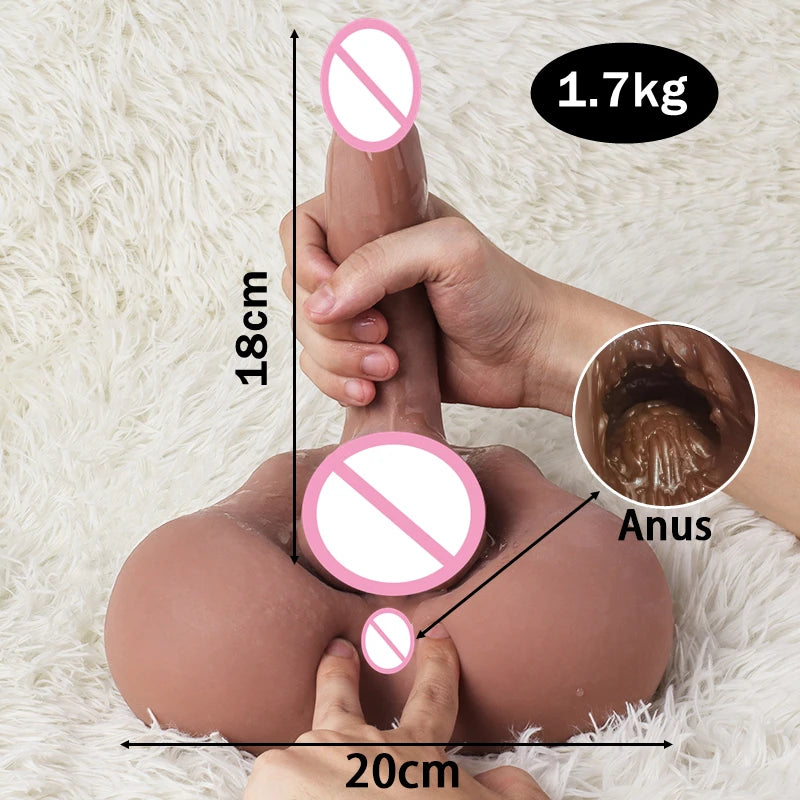 Boneco Anatômico Realista 3 em 1 para Massagem Íntima – Modelo Unissex com Estrutura Premium