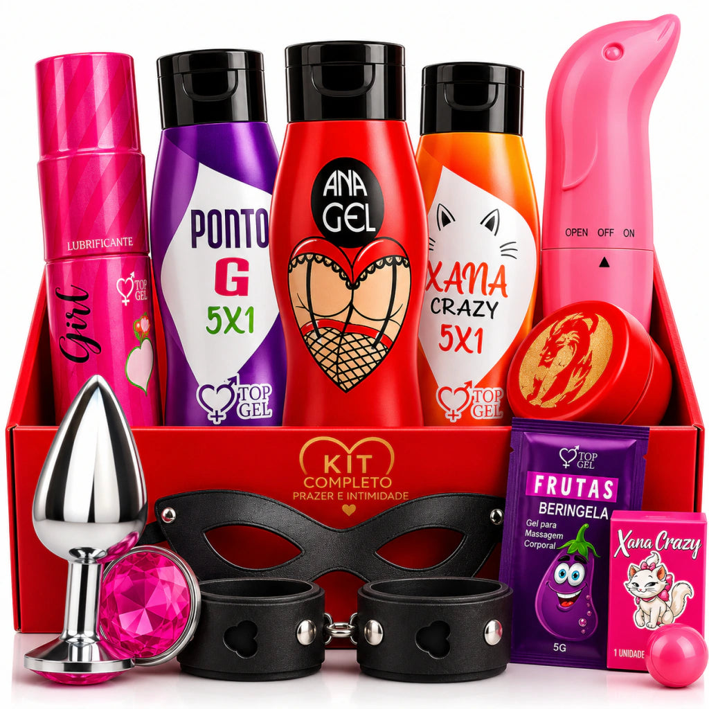 KIT PREMIUM 12X1 PLUG ANAL VIBRADOR PRODUTOS ERÓTICOS LUBRIFICANTE GÉIS EXCITANTES C/ KIT BDSM